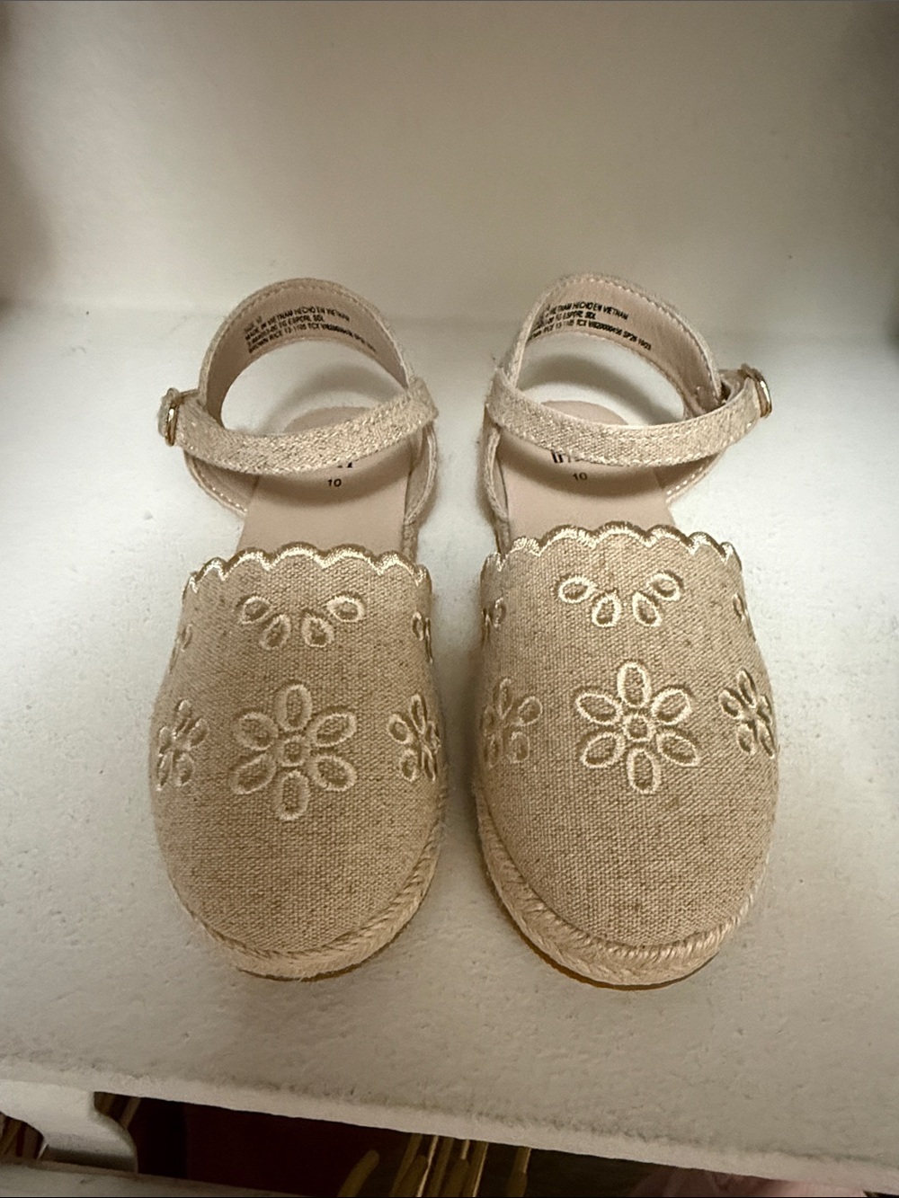 GAP Beige Floral Embroidered Espadrille Sandals